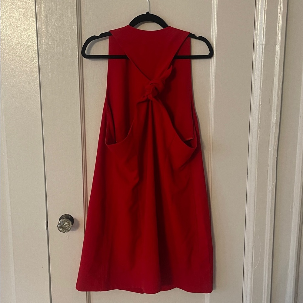 NWT Ganni Twill Mini Elegant Red Button-Down Dresa - Picture 12 of 13